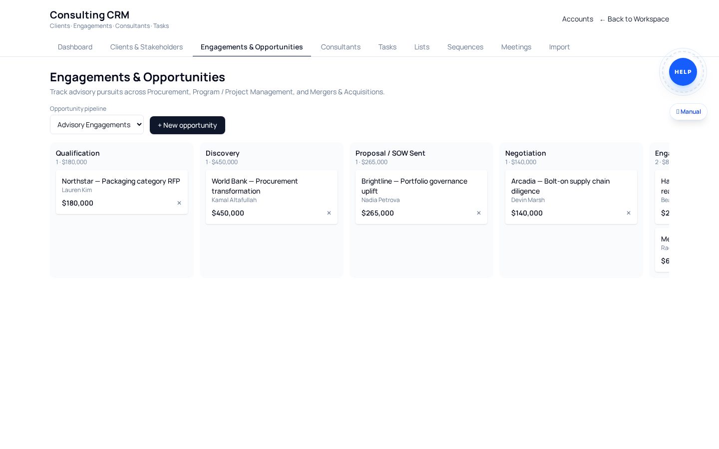 Engagement economics — burn, margin and outstanding cash